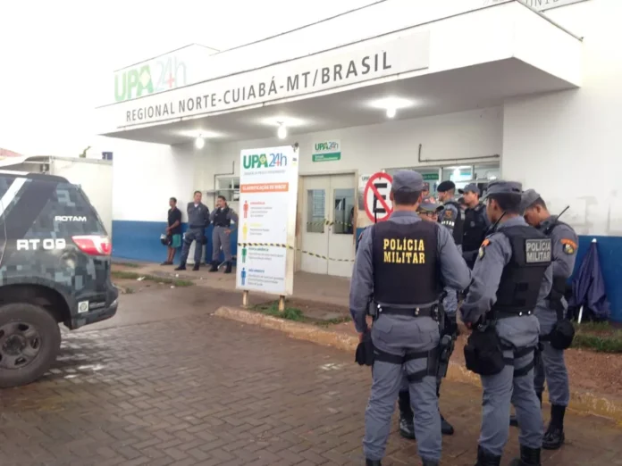 Confronto ocorreu durante tentativa de resgate de preso em unidade de saúde — Foto: Leandro Agostini/Centro América FM